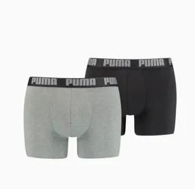 521015001691, Puma, Men's 2Pk Boxers - Dark Grey Melange/Black