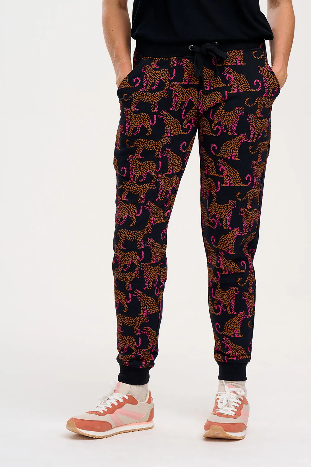 Ashley Joggers - Black, Leopard Spots