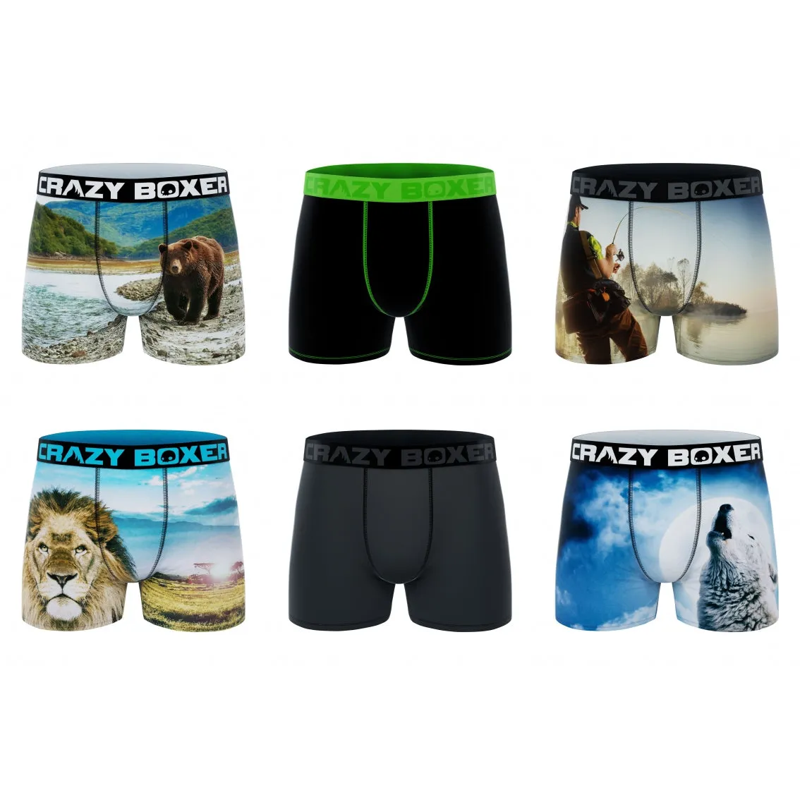 CRAZYBOXER Outdoor Men's Boxer Briefs (6 Pack)