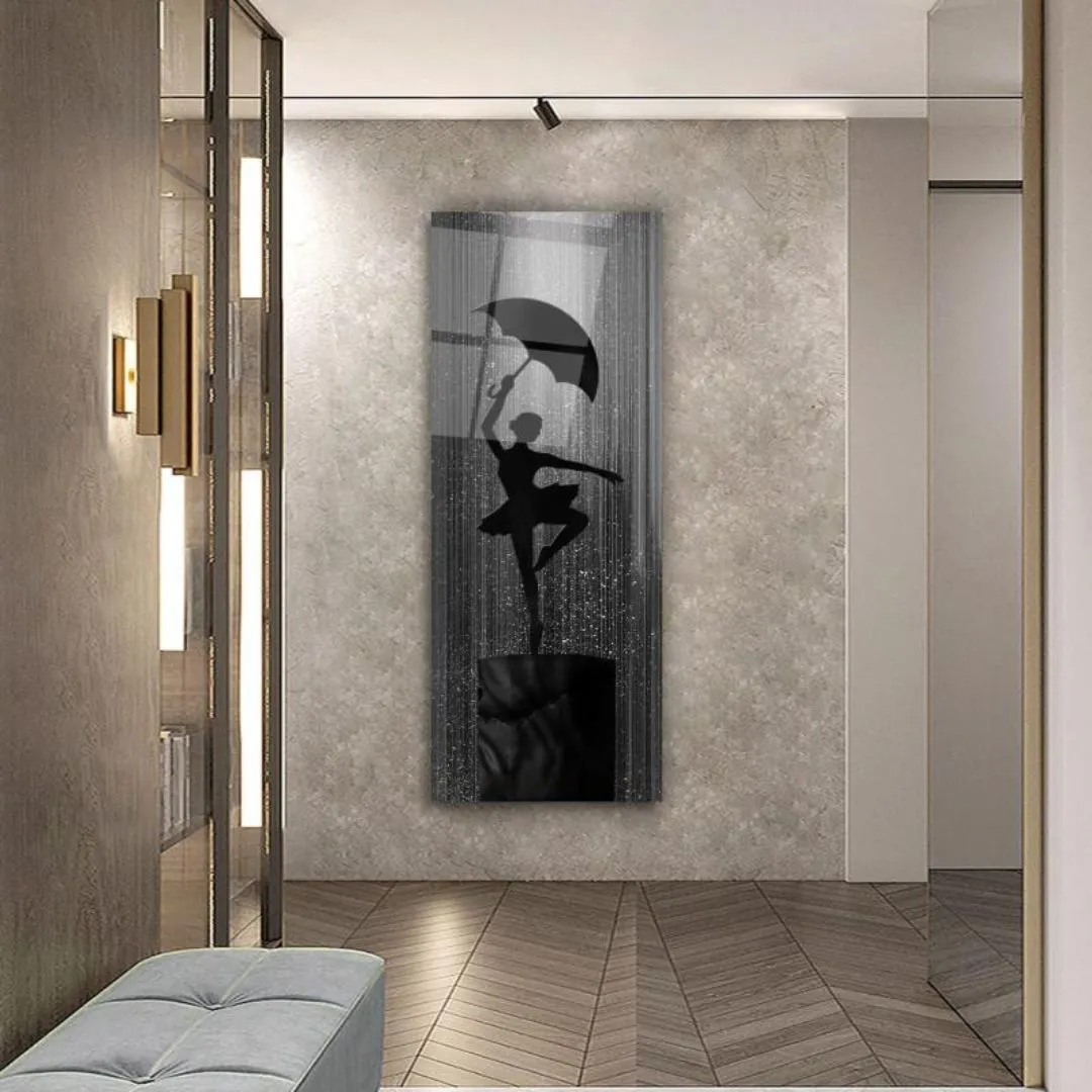 Dancing in the Rain Glass Wall Art