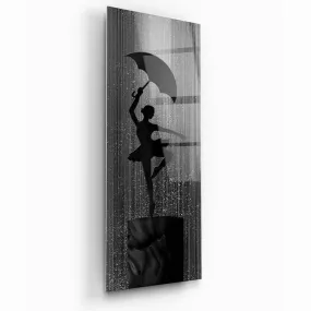 Dancing in the Rain Glass Wall Art