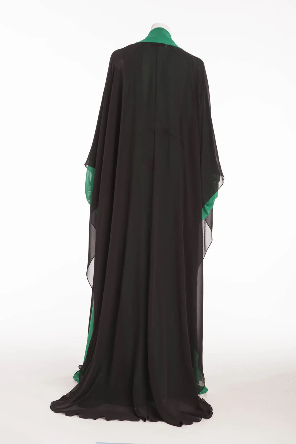 Saint Laurent - NWT 2PC Long Sleeve Emerald Dress with Black Cape - FR 40